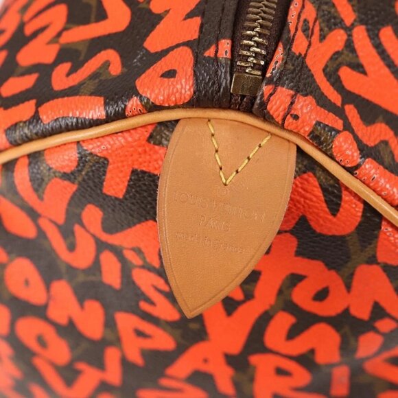 LOUIS VUITTON Monogram Graffiti Speedy 30 Hand Bag Orange M93705 Auth 131812V - Picture 10 of 16